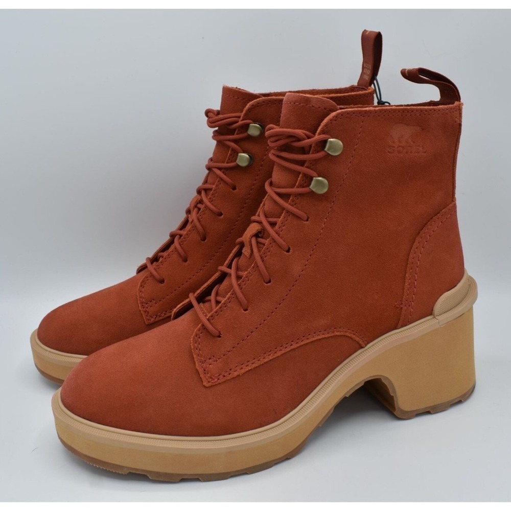 Sorel Brex Boot Lace Women Size 9.5 Clay Red New Waterproof Suede Platform Lug